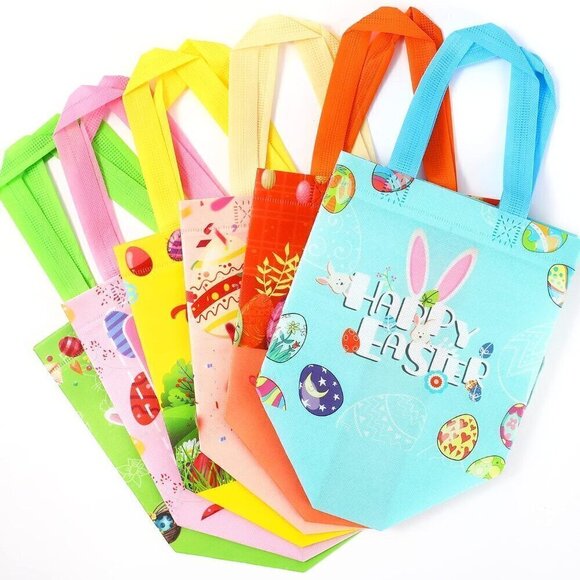 24 Pcs Easter Bags Kid Baskets with Handle, Reusable Gift Tote Bag / BRAND NEW - Picture 2 of 4